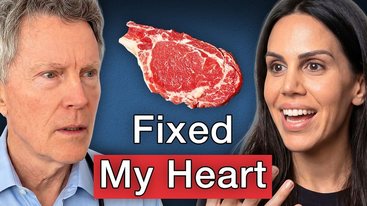 Dr. Ford Brewer beside a ribeye steak and a smiling woman, under the headline ‘Fixed My Heart’.