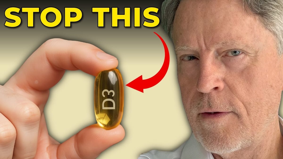 Dr. Ford Brewer beside a hand holding a vitamin D3 softgel, under the headline ‘Stop This’.